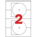 Lipnios etiketės Avery Zweckform CD/DVD, A4, 117mm, 2 vnt. lape, 100 lapų