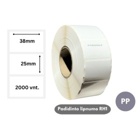 Lipnios etiketės 38x25mm (2500 vnt.) – PP (Padidinto lipnumo RH1)