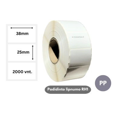 Lipnios etiketės 38x25mm. 2500 vnt (PP) Padidinto lipnumo