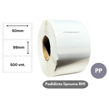 Lipnios etiketės 50x99mm (500 vnt.) – PP (Padidinto lipnumo RH1)