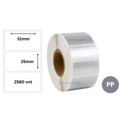 Lipnios etiketės 51x25 mm (2580 vnt.) – PP, sidabrinės Lipnios etiketės 51x25 mm (2580 vnt.) – PP, sidabrinės