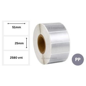 Lipnios etiketės 51x25 mm (2580 vnt.) – PP, sidabrinės