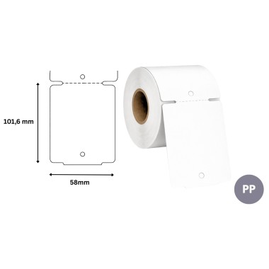 Pakabinamos etiketės 58x101,6mm. 500 vnt (PP) Plastikas