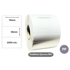Lipnios etiketės 75x55mm (1000 vnt.) – PP (Padidinto lipnumo RH1)