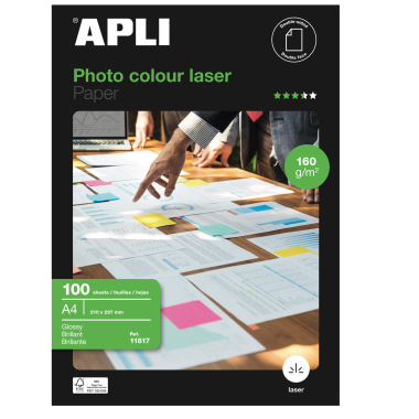 Foto popierius APLI COLOUR LASER GLOSSY, A4, 160 g/m2, 100 lapų