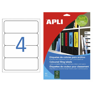 Lipnus popierius Apli Balti A4 (4 etik.) 25 lapai