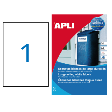 Lipnus popierius Apli Balti Atsparūs A4 (1 etik.) 20 lapų