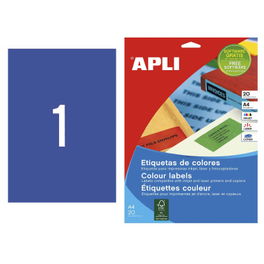 Lipnus popierius Apli Mėlyni A4 (1 etik.) 20 lapų