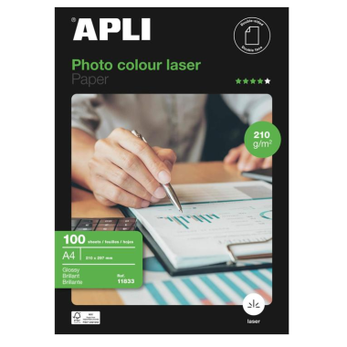 Foto popierius APLI COLOUR LASER GLOSSY, A4, 210 g/m2, 100 lapų