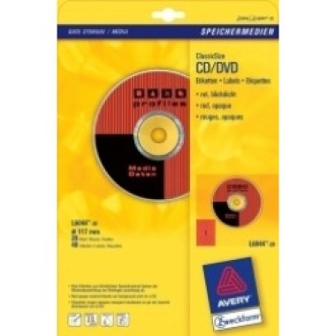 Lipnios etiketės Avery Zweckform CD/DVD, A4, 117mm, 2 vnt. lape, 100 lapų