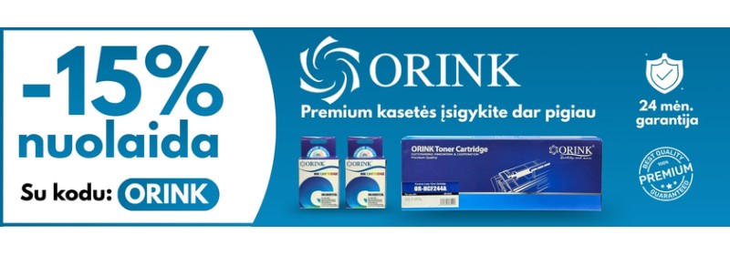 Orink papildoma nuolaoida 15% kasetei