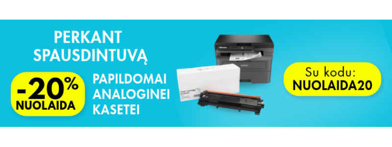 Perkant spausdintuvą, kasetei 20% nuolaida