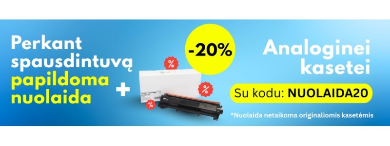 Perkant spausdintuvą, kasetei 20% nuolaida