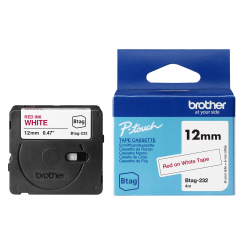Brother Btag-232 lipni juostelė  (12 mm, raudona ant baltos) – Originali