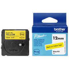 Brother Btag-631 lipni juostelė (12 mm, juoda ant geltonos) – Originali
