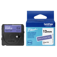 Brother Btag-F35 Lipni juostelė (12 mm, balta ant violetinės) – Originali