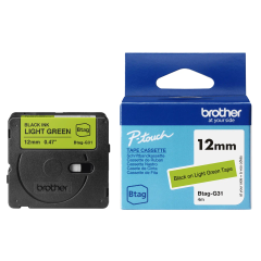 Brother Btag-G31 lipni juostelė (12 mm, juoda ant šviesiai žalios) – Originali