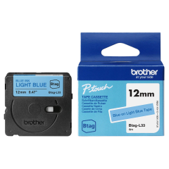 Brother Btag-L33 lipni juostelė (12 mm, mėlyna ant šviesiai mėlynos) – Originali