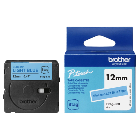Brother Btag-L33 lipni juostelė (12 mm, mėlyna ant šviesiai mėlynos) – Originali