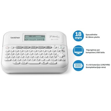 Brother PT-D410 profesionalus etikečių spausdintuvas su USB Brother PT-D410 profesionalus etikečių spausdintuvas su USB