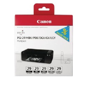 Kasečių rinkinys Canon PGI-29 MBK/PBK/DGY/GY/LGY/CO (4868B018), 6 vnt. – Originalus