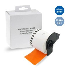 Brother DK-22205 lipni etikečių juostelė (oranžinė,  62 mm) – Eco