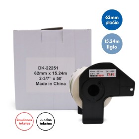 Brother DK-22251 lipni etikečių juostelė (balta/raudona, 62 mm) – Eco