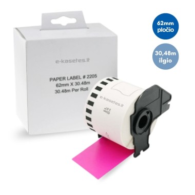 Brother DK-22205 lipni etikečių juostelė (rožinė, 62 mm) – Eco
