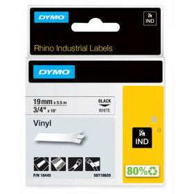 Lipni juostelė Dymo D1 18445, Vinyl 19mm. (Balta / Juoda) OEM