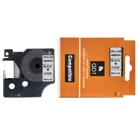 Dymo D1 40910 lipni juostelė (9 mm, juoda ant skaidraus) – Eco