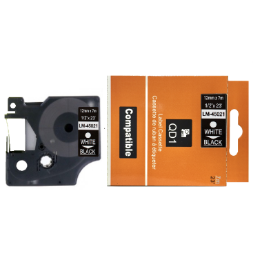 Dymo D1 45021 lipni juostelė (12 mm, balta ant juodos) – Eco