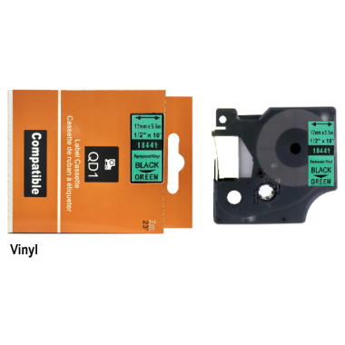 Lipni juostelė Dymo D1 18441, Vinyl 12mm. (Žalia/ Juoda) ECO