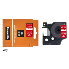 Lipni juostelė Dymo D1 1805422, Vinyl 19mm. (Raudona / balta) ECO