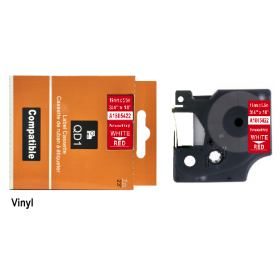 Lipni juostelė Dymo D1 1805422, Vinyl 19mm. (Raudona / balta) ECO