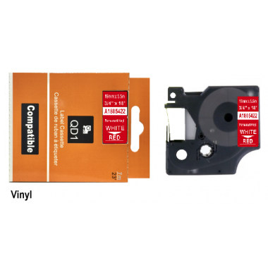 Lipni juostelė Dymo D1 1805422, Vinyl 19mm. (Raudona / balta) ECO