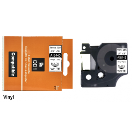 Dymo D1 18443 lipni juostelė (Vinyl, 9 mm, juoda ant baltos) – Eco