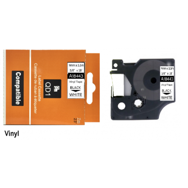 Lipni juostelė Dymo D1 18444, Vinyl 12mm. (Balta / Juoda) ECO