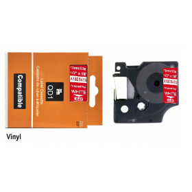 Lipni juostelė Dymo D1 1805416, Vinyl 12mm. (Raudona / balta) ECO