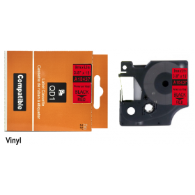 Dymo D1 18437 lipni juostelė (Vinyl 9 mm, juoda ant raudonos) – ECO