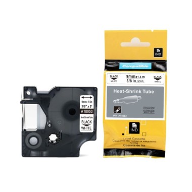 Termo vamzdelis, juostelė DYMO 18053, 9mm (balta/ juoda) ECO