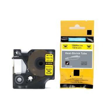 Termo vamzdelis, juostelė DYMO 18056, 12mm (geltona/ juoda) ECO