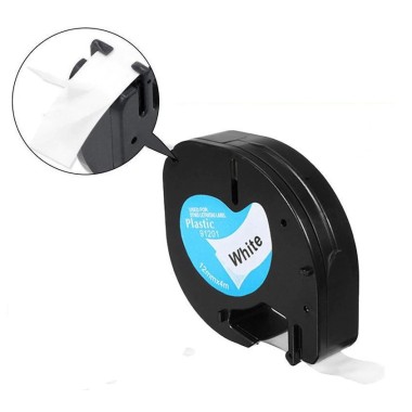 Lipni juostelė DYMO LetraTag 91201, 12mm. (Balta / Juoda)