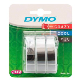 DYMO 3D S0847730 lipni juostelė (9 mm x 3 m, balta ant juodos) – Originali