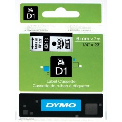 Dymo D1 43613 lipni juostelė (6 mm, juoda ant balto) – Originali