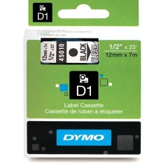 Dymo D1 45010 lipni juostelė (12 mm, juoda ant skaidrios) – Originali