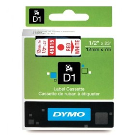 Lipni juostelė Dymo D1 45015, 12mm. (Balta / Raudoa) OEM