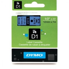 Dymo D1 45016 lipni juostelė (12 mm, juodas ant mėlynos) – Originali