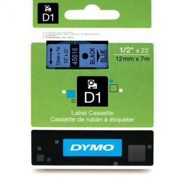 Lipni juostelė Dymo D1 45016, 12 mm, juodas ant mėlynos, originali