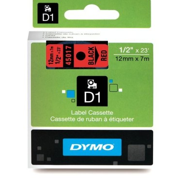 Lipni juostelė Dymo D1 45017, 12mm. (Raudoa / Juoda) OEM