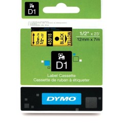 Lipni juostelė Dymo D1 45018, 12mm. (Geltona / Juoda) OEM